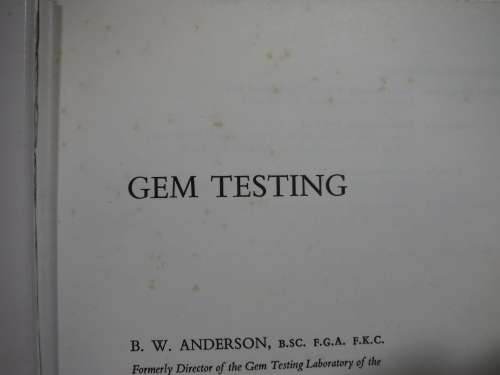 Gem Testing - Hardcover - B.W. Anderson - Ninth Edition - 1980