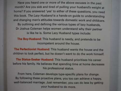The Lazy Husband : How to Get Men to Do More Parenting and Housework - Paperback - Dr Joshua Coleman