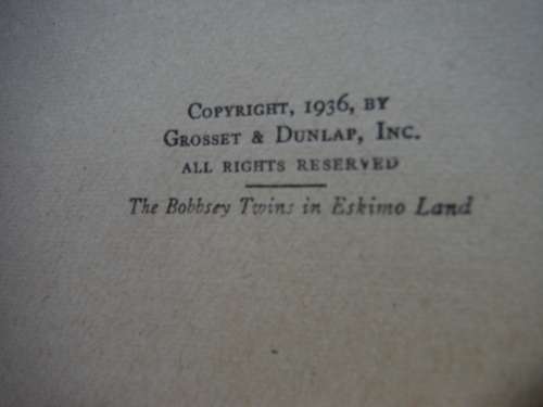 The Bobbsey Twins in Eskimo Land - Hardcover - Laura Lee Hope - 1936 Edition