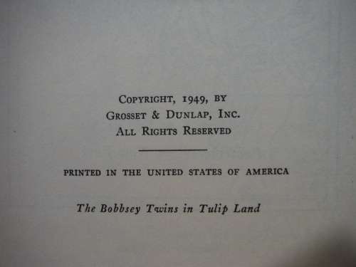 The Bobbsey Twins in Tulip Land - Hardcover - Laura Lee Hope - 1949 Edition