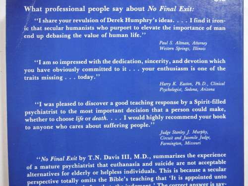 No Final Exit : A Psychiatrist`s Rebuttal - Paperback - Thomas N.Davis
