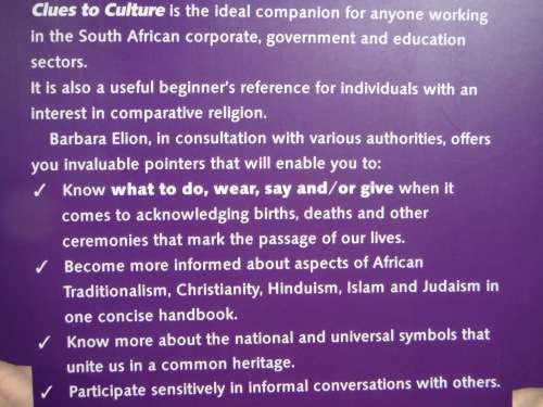 Clues to Culture : South Africa`s Bestselling Intercultural Guide - Barbara Elion