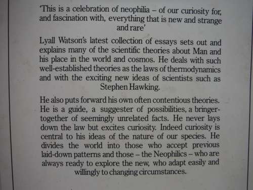 Neophilia : The Tradition of the New - Paperback - Lyall Watson - 1989