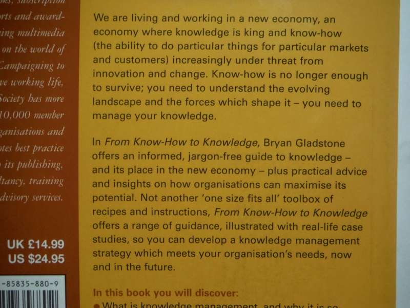From Know-How to Knowledge - Paperback - Bryan Gladstone