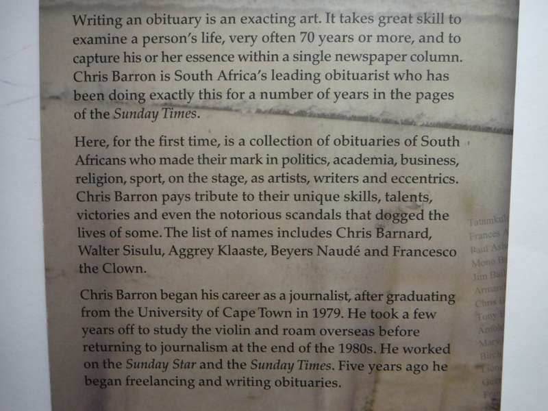 Collected South African Obituaries - Paperback - Chris Barron