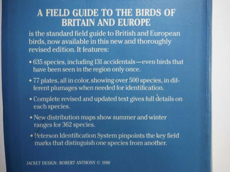 A Field Guide to the Birds of Britain and Europe - Paperback - Roger Tory Peterson - Fourth Edition
