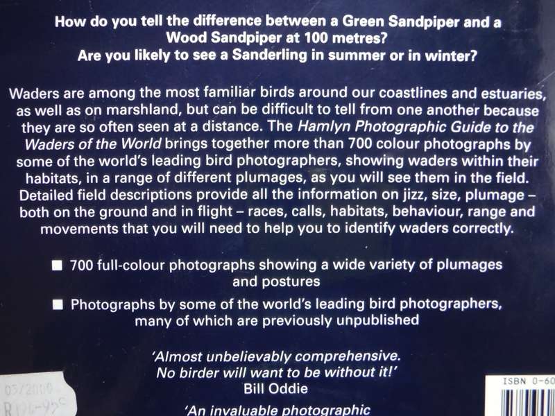 Photographic Guide to the Waders of the World - Hardcover - David Rosair - 1995 Edition
