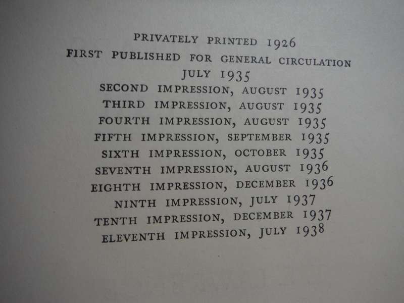 Seven Pillars of Wisdom - Hardcover - T.E. Lawrence - 1938 Eleventh Impression