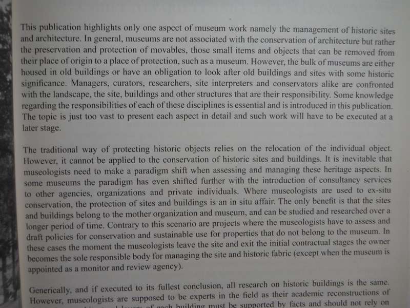 Aspects of Architectural Conservation for the Museologist - Vol 12: 2003