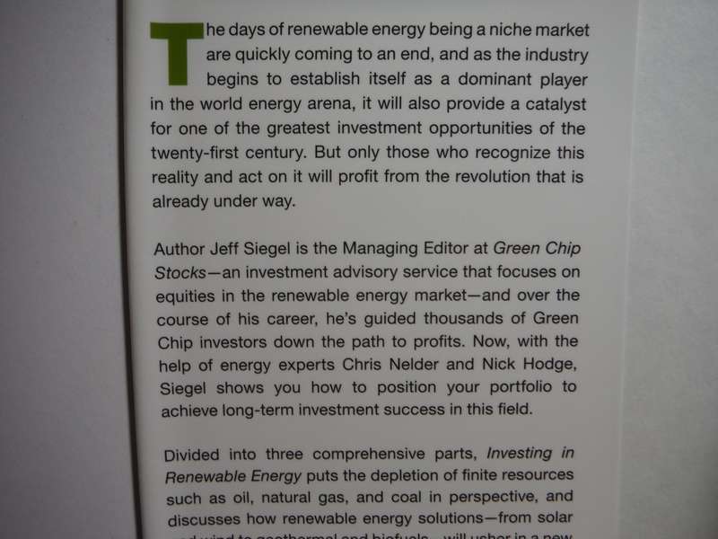 Investing in Renewable Energy : Making Money on Green Chip Stocks - Hardcover