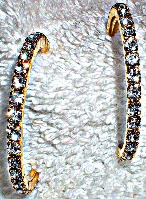 Yellow Gold Gemset Hoop Earrings