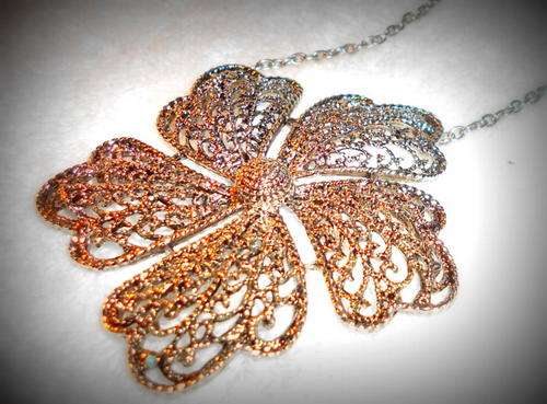 VINTAGE HALLMARKED LARGE FLOWER SILVER NECKLACE
