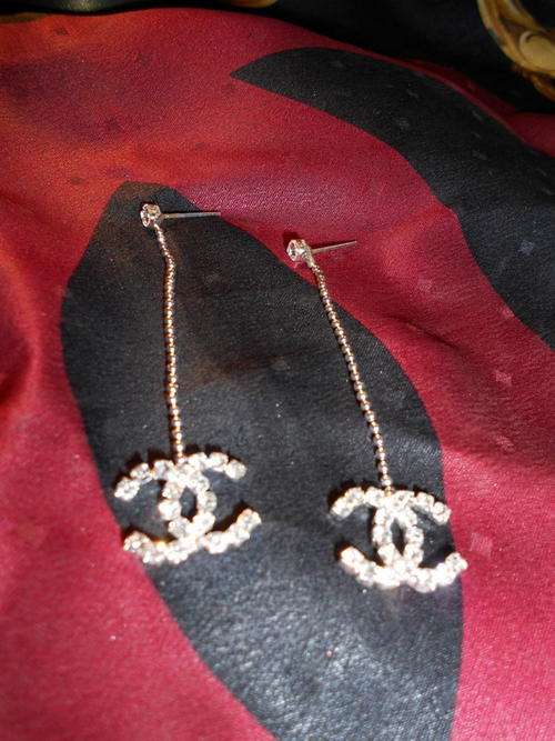 Vintage White Gold Logo Earrings