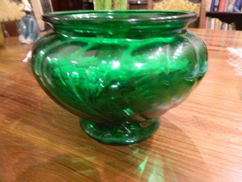 GREEN GLASS VASE