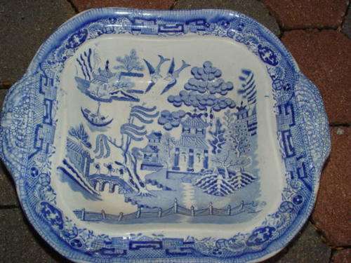 Antique Blue Willow Plate Swallow tail