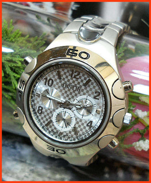 LUXURY GENTS  METAL  WATCH-SILVER