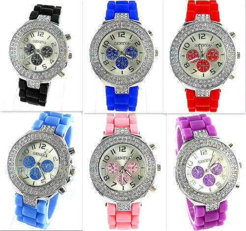 ****2 CIRCLE**NEW GENEVA RANGE** SILICONE STRAP  WATCH****MAKE YOUR CHOICE!***