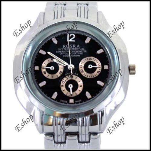*** BLACK DIAL SILVER GENTS STAINLESS STEEL WATCH
