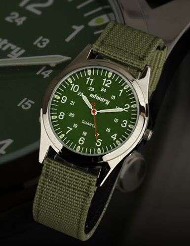 *** INFANTRY Pilot Mens Army Sports JP Quartz Lumnious Watch Nylon Strap -BLUE,GREEN,BLACK or RED