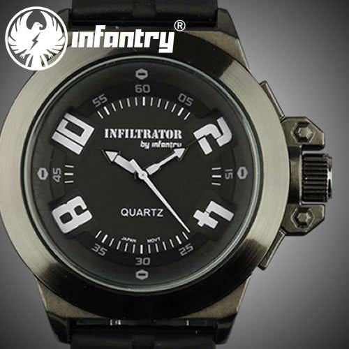 ***  New Army Black Infantry Style Outdoor Mens Sport Quartz Rubber Strap