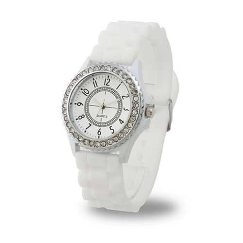 - LADIES WHITE QUARTZ WATCH**SILICONE STRAP