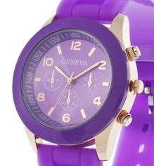 - LADIES ~NEW GENEVA~PURPLE & ROSEGOLD QUARTZ WATCH**SILICONE STRAP