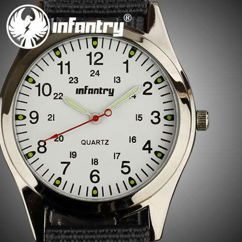 *** INFANTRY Pilot Mens Army  JP Quartz Lumnious Watch Nylon Strap  Outdoors