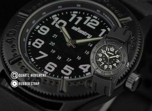 FROM UK***ORIGINAL  INFANTRY LUME CAMO BLACK  NEW QUARTZ ANALOG SPORTS MEN WRIST WATCH RUBBER