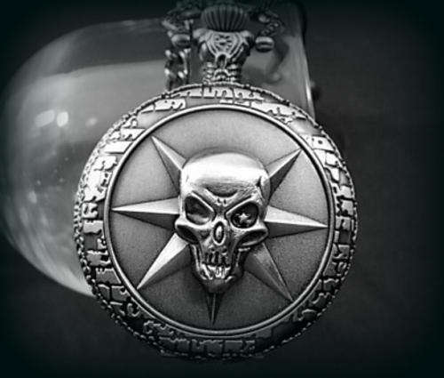 ***6 PIKE SKULL *** CHAIN ALLOY BRONZE  ALTAV POCKET WATCH