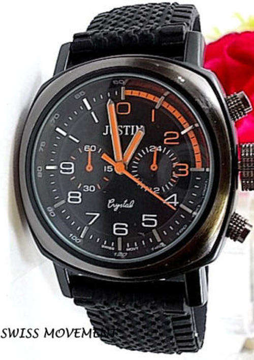 *** New  ANALOG LUXURY  MEN STEEL   WATCH-RUBBER BAND