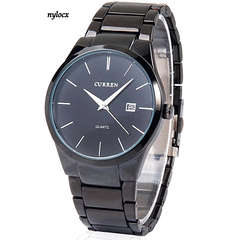 *** New CURREN Black ANALOG LUXURY MEN Tungsten Steel WRIST WATCH