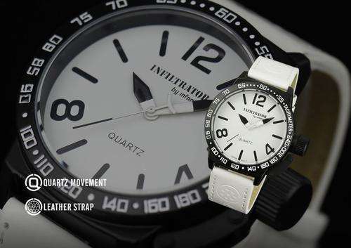 ***NFILTRATOR Quartz Analog Sport Men's Man Classic Wrist Watch White Leather Band UK