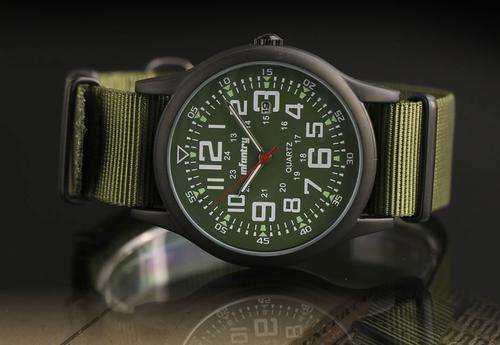 From USA***          INFANTRY MILITARY Army Mens  DATE Quartz Wrist Watch Olive Green  Nylon Stra