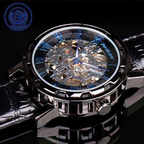 New INFANTRY Hand Winding PACIFISTOR Mens Analog Quartz Wrist Watch Black Leather Strap