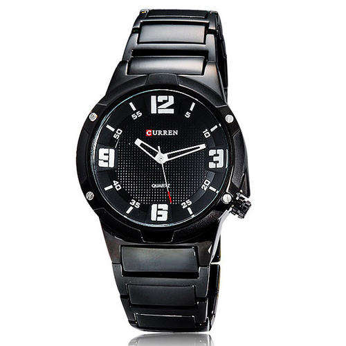 **** CURREN 8111 Men's Round Dial Analog Watch with Tungsten Steel Strap