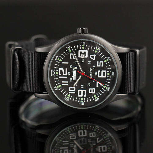 From USA***          INFANTRY MILITARY Army Mens Sport DATE Quartz Wrist Watch Black Nylon Stra