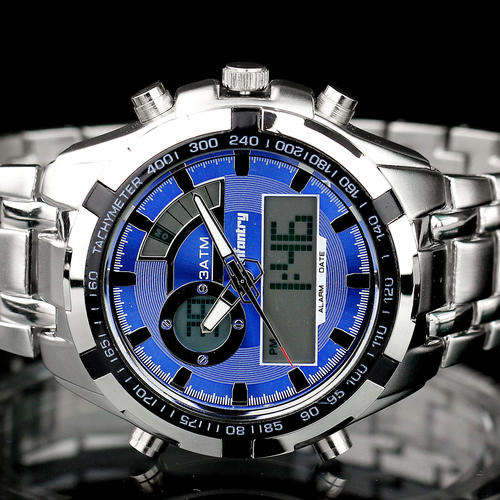 *** INFANTRY Police Chronograph Multifunction  Mens Steel Army Wrist Watch=FULLY LOADED !