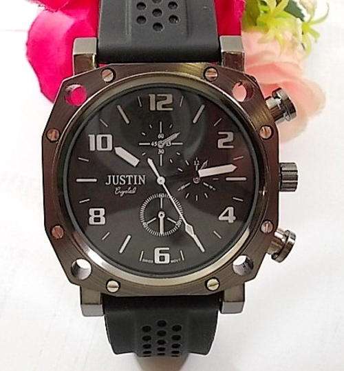 *** New  ANALOG ~ RUGGED, RELIABLE, SWISS MOVEMENT LUXURY  MEN STEEL   WATCH-RUBBER BAND