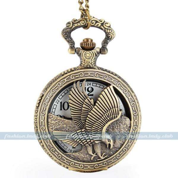 *** *** CHAIN ALLOY BRONZE  EAGLE  POCKET WATCH