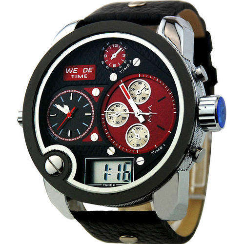 *XXL BIG SIZE  WEIDE  Quartz Black/Red  Men's Quality Watch
