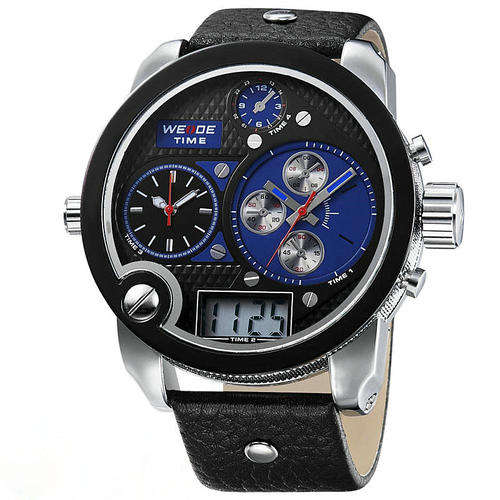 *XXL BIG SIZE  WEIDE Quartz Black/Blue  Men's Quality Watch