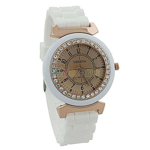 **VERY BEAUTIFUL***LADIES  GENEVA QUARTZ WATCH**SILICONE STRAP