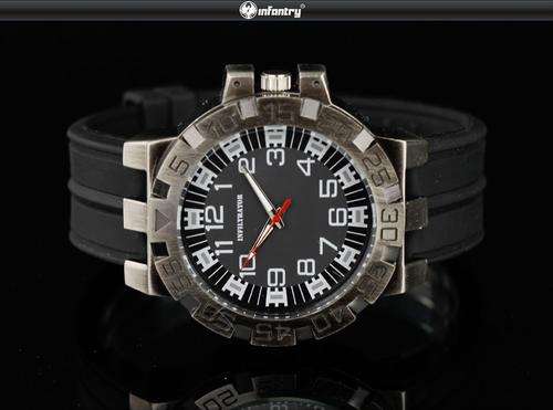UK*** INFANTRY ** BIG DIAL**(48mm ) Military Sport Mens Wrist Watch Black Rubber Brand New