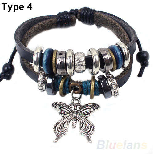 2 X-Fashion SILVER Quartz Weave WRAP Around Leather Bracelet **