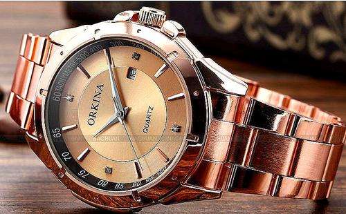 *** ORKINA **(AUTHENTIC ORK 102 ) MENS ROSEGOLD  HIGH QUALITY STEEL DRESS  WATCH** FROM UK