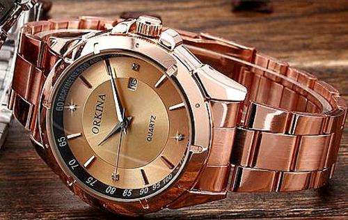 *** ORKINA **(AUTHENTIC ORK 102 ) MENS ROSEGOLD  HIGH QUALITY STEEL DRESS  WATCH** FROM UK