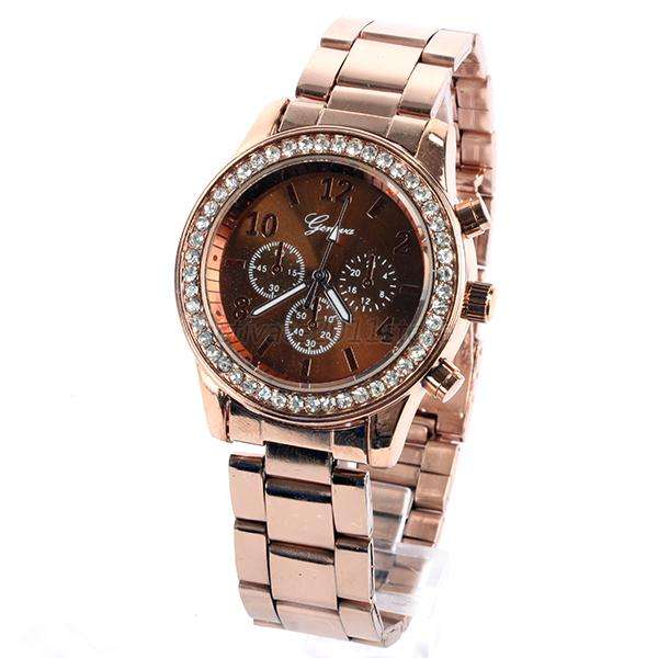 --********LADIES GENEVA  BROWN DESIGNER STYLE  STAINLESS STEEL QUARTZ WATCH**