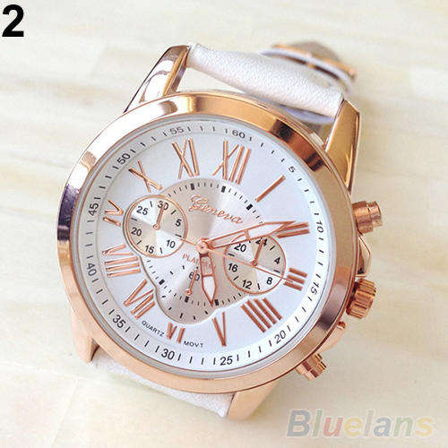 --*****VERY BEAUTIFUL***LADIES GENEVA QUARTZ WATCH** PU LEATHER STRAP