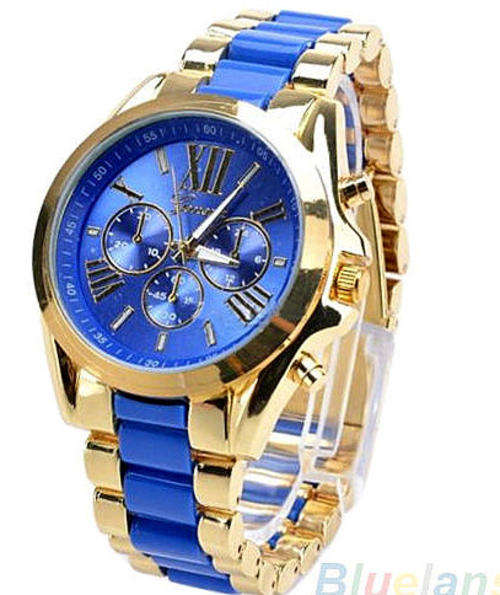 --***LADIES ** DARING BLUE** HOT  FASHION   QUARTZ WATCH** S/S STRAP  BLUE DIAL**
