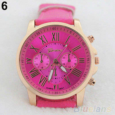 --*****VERY BEAUTIFUL***LADIES GENEVA QUARTZ WATCH** PU LEATHER STRAP